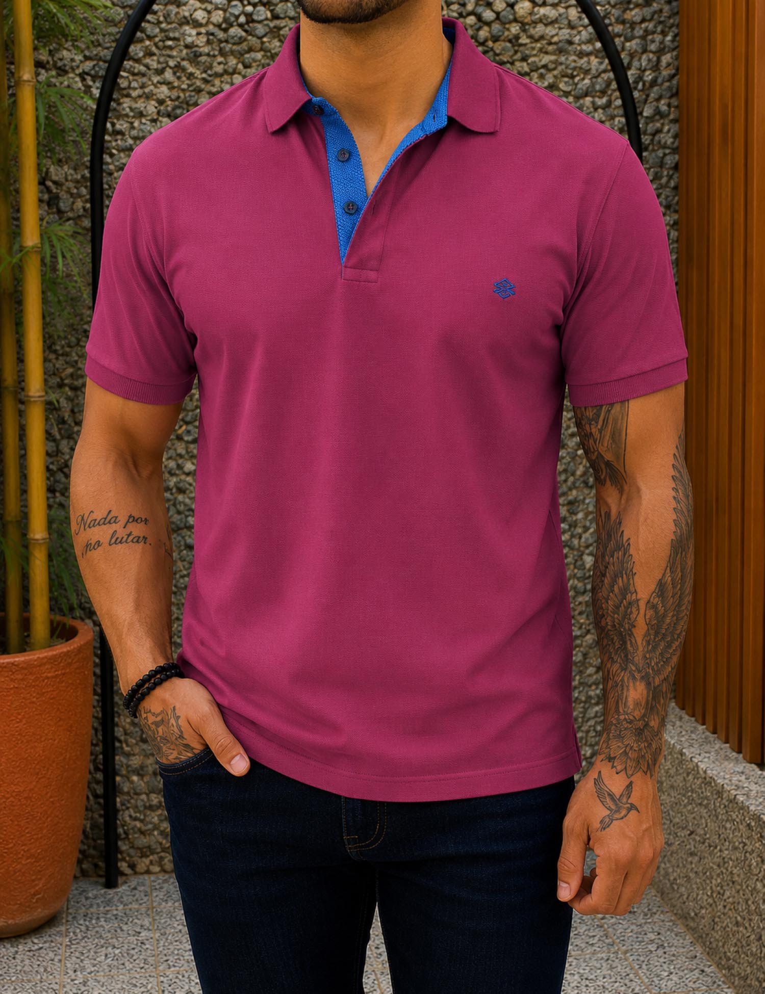 Origin ανδρική κερασί πικέ Polo μπλούζα Plus Size 262719 - Origin - 